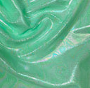 Miętowa lycra LIQUID LEAZER SPEARMINT z holograficznym srebrno-opalizującym wykończeniem foil do szycia strojów tanecznych i scenicznych.